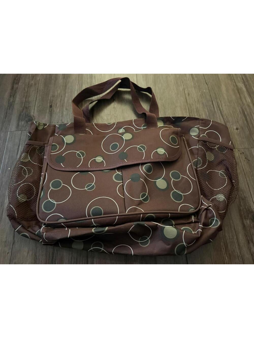 Y2K Brown Tote Bag Circles Design Utility Bag AARP